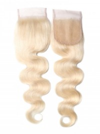 613 Blonde Human Hair Body Wave Blonde Hair 4X4 Lace Closure