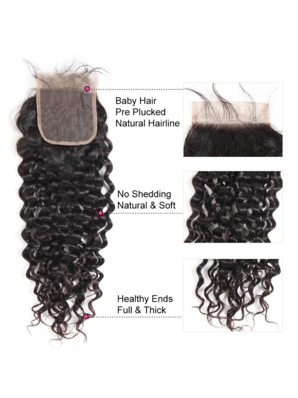 Natural Wave 4*4 Lace Closure 1pc Peruvian Human Hair