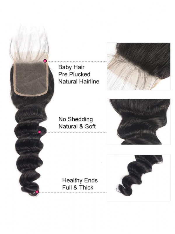 Peruvian Hair Loose Deep Wave 4*4 Lace Closure