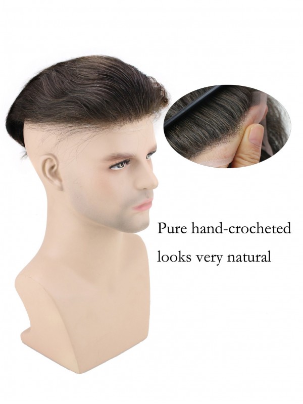 8" x 10" Human Hair Men Toupee Wig Super Thin Skin Base Size