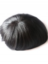 8" x 10" Jet Black Fine Mono Toupee Human Hair Piece
