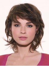 Layered Short Length Capless Human Hair Wig With Bangs 12 Inches