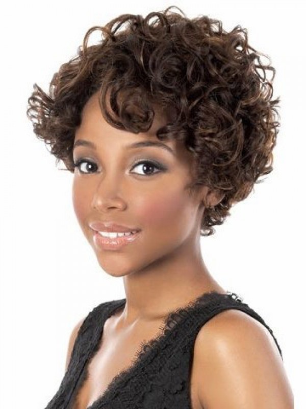 Curly Human Hair With Capless Cap Wigs 10 Inches